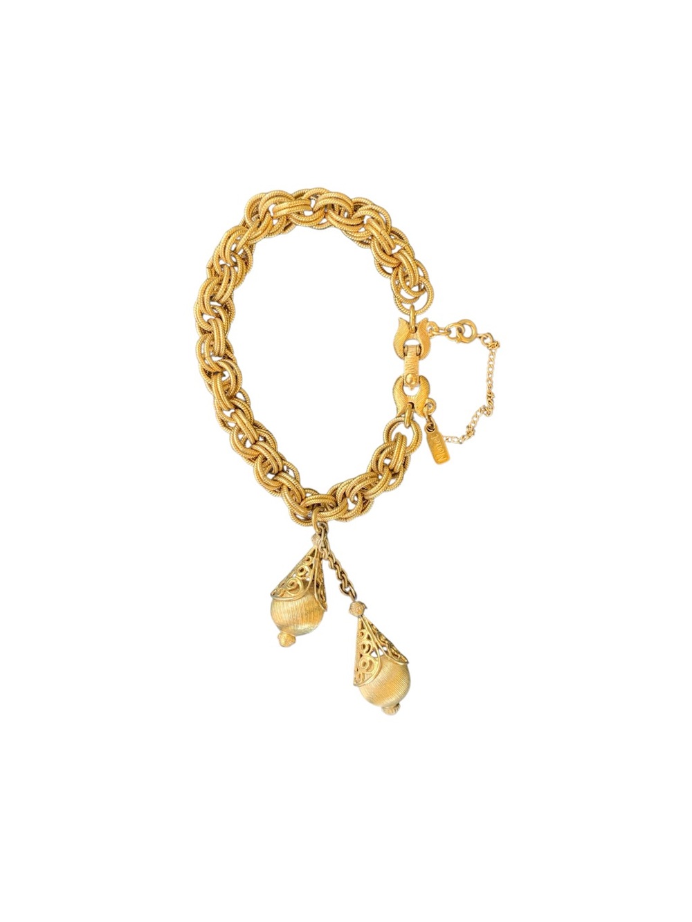 Vintage Monet Bolero Double Charm Bracelet Gold Tone 1962